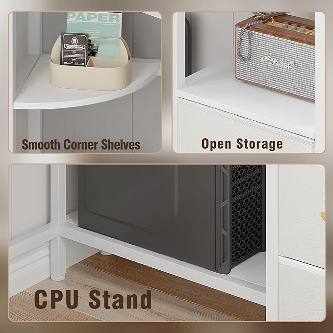 Corner Desk with 6 Drawers Shelves - Image 5