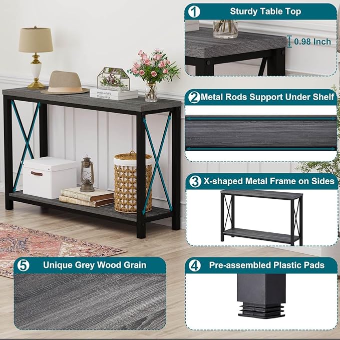 BON AUGURE Console Tables for Living Room, Industrial Couch Table Behind Sofa - Image 3