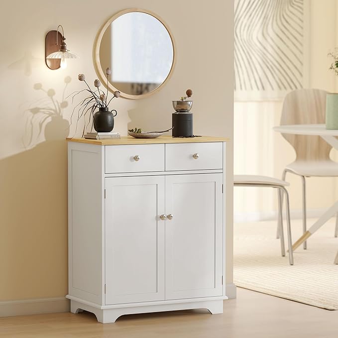 HOMCOM Sideboard with Solid Wood Countertop, Modern Kitchen Storage Cabinet - Image 10