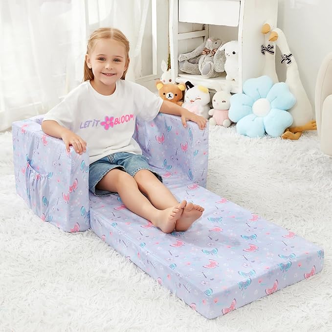 Viviland Kids Chairs for Toddler, 2-in-1 Soft Toddler Couch Fold Out, - Image 2