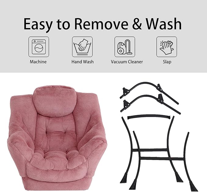 LITA Lazy Chair with Ottoman, Modern Accent Leisure Upholstered Sofa Chair - Image 5