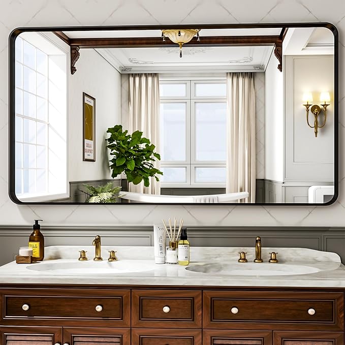 55"x 30" Black Bathroom Mirror - Image 7