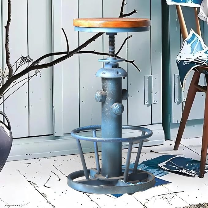 Topower Aged Steampunk Deco Industrial Round Bottom Adjustable Height Cafe by Topower