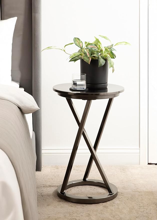 Kate and Laurel Aja Modern Metal Round Side Table; 15 x 15 x 23; Gray Gunmetal; - Image 4