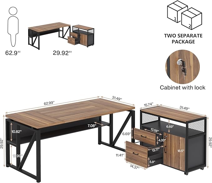 Tribesigns 63" Executive Desk - Image 2