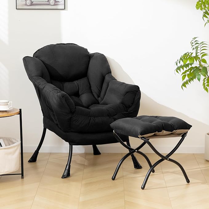 HollyHOME Lazy Chair with Foldable Ottoman, Accent Comfy Lounge Arm Chair and - Image 7