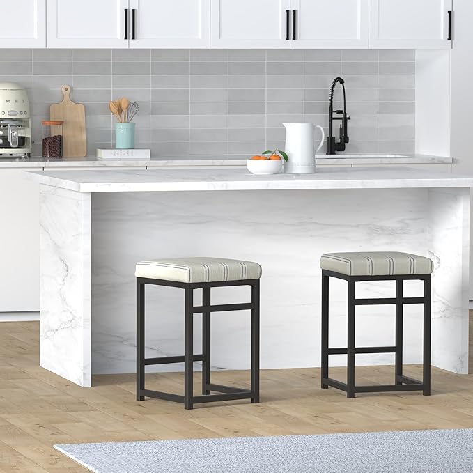 HomePop Home Decor | Modern 24-Inch Counter Stool | Backless Metal Frame Bar - Image 2