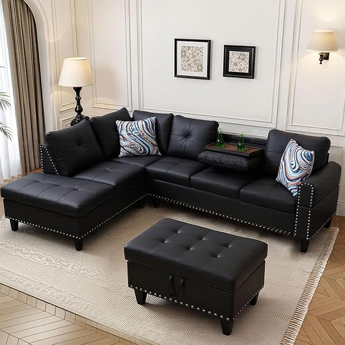 L Shaped Sectional Couch with Cup Holders, Apartments - Image 6
