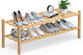 Haddockway Long 2 Tier Bamboo Shoe Rack Storage Organizer, Small Space by Haddockway
