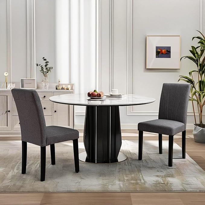 VECELO Upholstered Dining Chairs Set of 6, Modern Fabric and High Back & Solid - Image 6