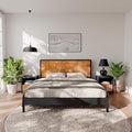 Bme Madia King Size Bed Frame and Headboard, Sophisticated Mid-Century Style by Bme