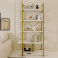 5 Tiers Bookshelf Organizer White Faux Marble Shelf, Modern Open Display by EternalHome