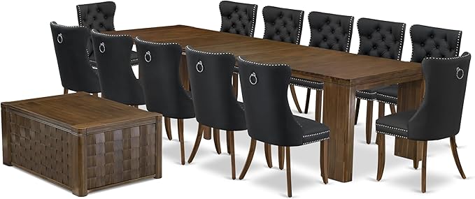 X12DA-0C8-12 14-Pc Mid Century Dining Set includes an Extendable Rectangle - Image 2