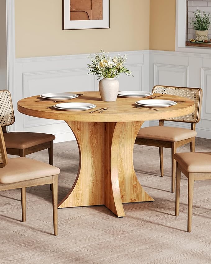 LITTLE TREE Round Dining Table for 4-6, 47.24 Inches Kitchen Table - Image 5