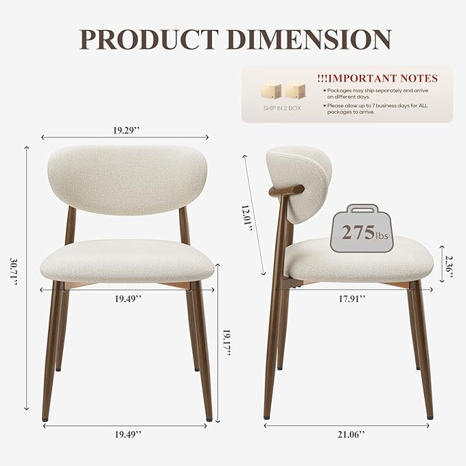 Dining Chairs Set of 4, Ergonomic Fabric Upholstered Seating - Image 2
