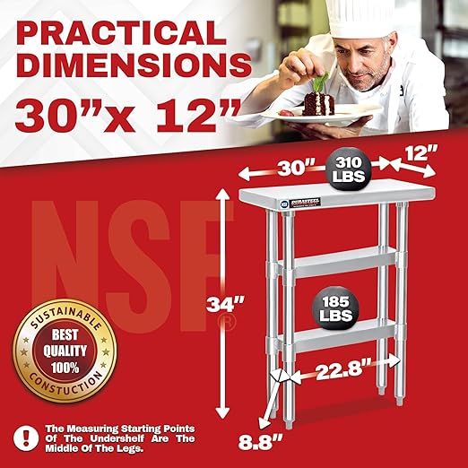 DuraSteel Food Prep Stainless Steel Table - Image 2
