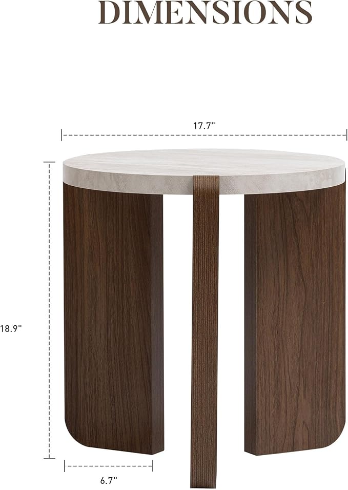 COSIEST Small Round Side Table, Modern 3-Leg Accent End Table - Image 2