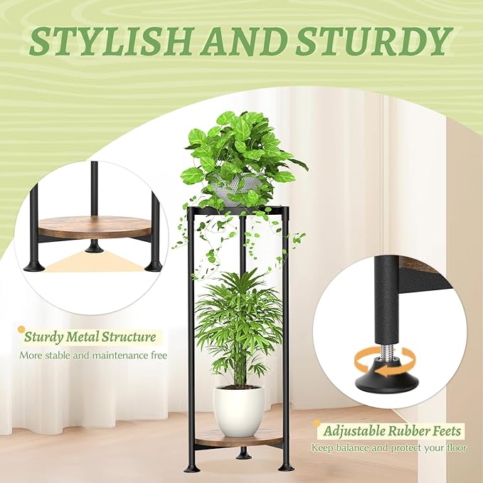 KMOTASUO 2 Tier Black Plant Stand Indoor - Image 3