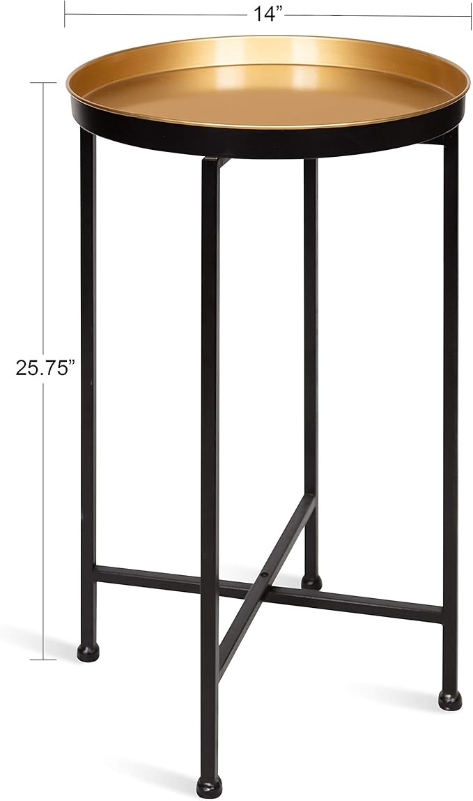 Kate and Laurel Celia Round Foldable Tray Accent Table, Modern Minimalist - Image 3