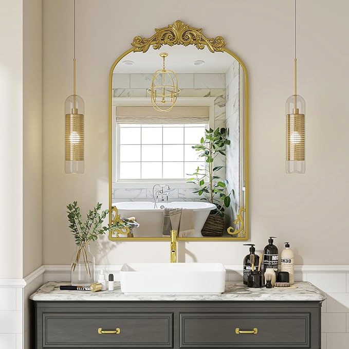 24x36 inch Vintage Arched Bathroom Mirror - Image 3
