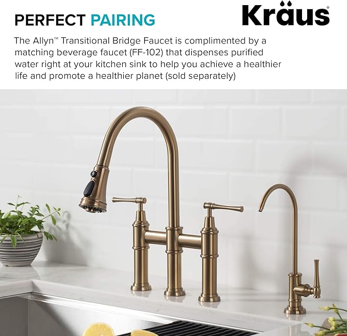 KRAUS Allyn Transitional Bridge Kitchen Faucet - Image 9