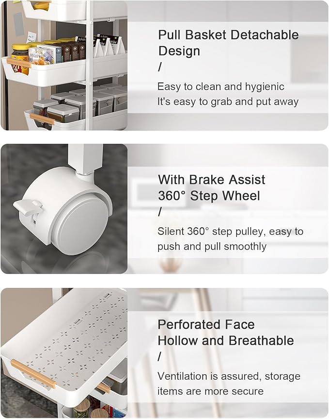 Aupekro 5-Tier Rolling Storage Cart - Image 5