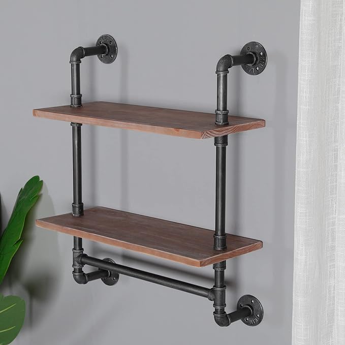 SSS Furniture Industrial Pipe Shelving Bathroom Floating Shelves Wall Mounted - Image 8