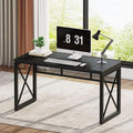 BON AUGURE Black Desk, Wood Computer Desk, Industrial Office Desks, Sturdy by BONAUGURE