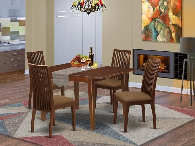 East West Furniture MLIP5-MAH-C 5 Piece Kitchen Table Set - Image 6