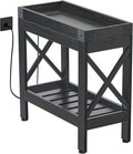Narrow Side Table, Slim End Table by Zexvida