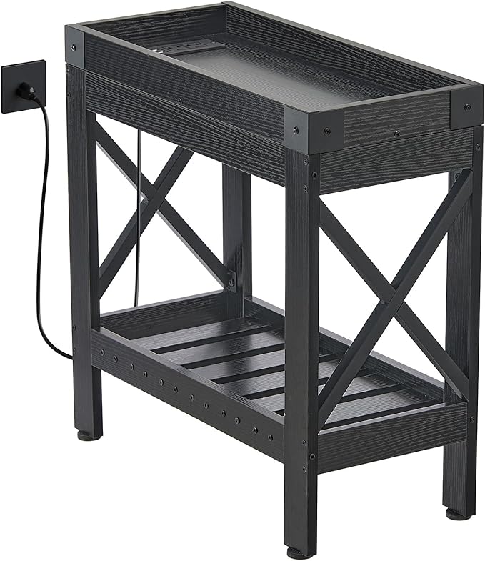 Narrow Side Table, Slim End Table by Zexvida