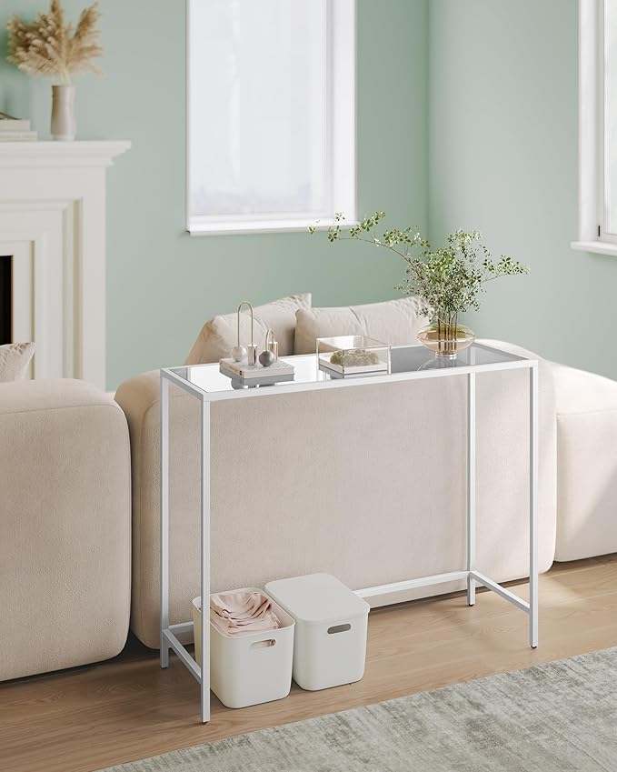 VASAGLE Entryway Table, Console Table, Tempered Glass Tabletop, Modern Sofa - Image 4