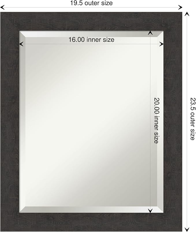 Amanti Art Brown Wall Mirror 24x20 Rustic Plank Espresso Narrow Rectangle - Image 4