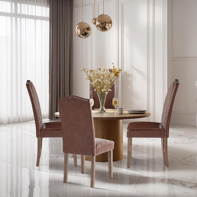 Stylish Upholstered Parsons Dining Chair PU Faux Leather - Image 4