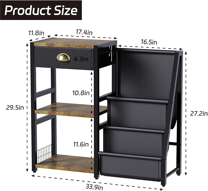 End Table with Vinyl Record Storage, Record Player Stand, 3 Tier Turntable - Image 3