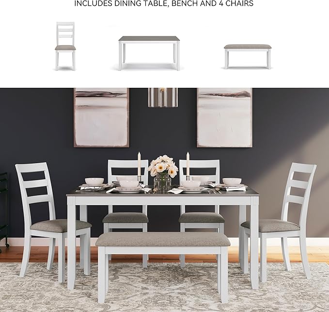 Signature Design by Ashley Stonehollow Modern Farmhouse Dining Table - Image 5