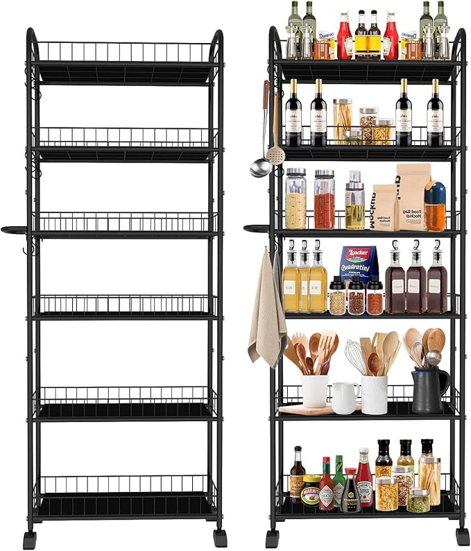 Slim Rolling Cart, 6-Tier Storage Cart by Seadasyoon