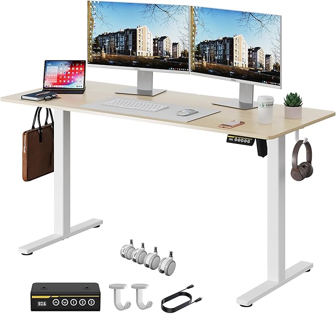 Electric Standing Desk Adjustable Height 55"x24" Stand Up Desk by Unknown