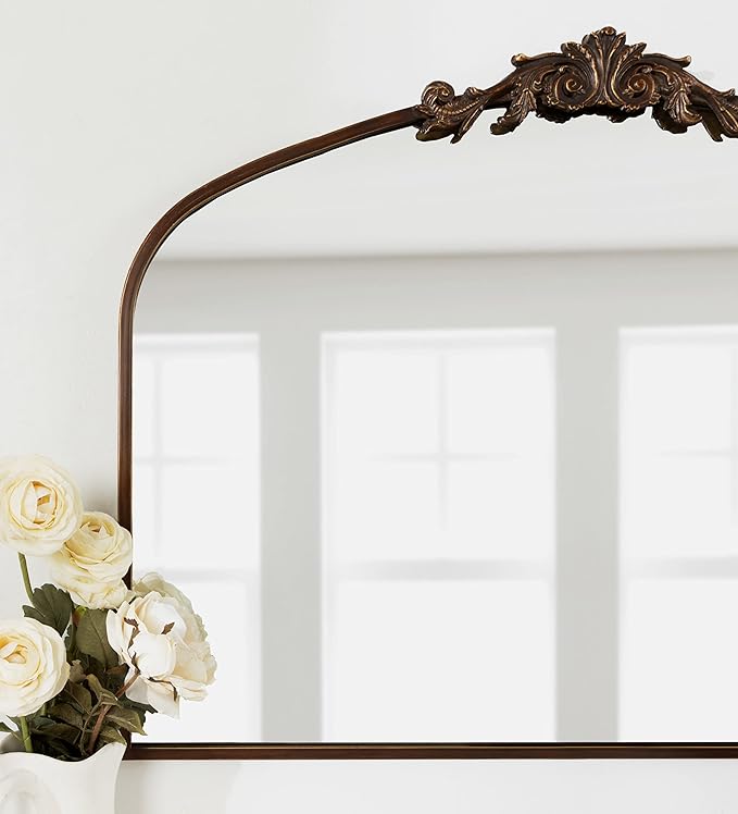 Kate and Laurel Arendahl Ornate Traditional Arched Mirror; 36 x 29; Bronze; - Image 4
