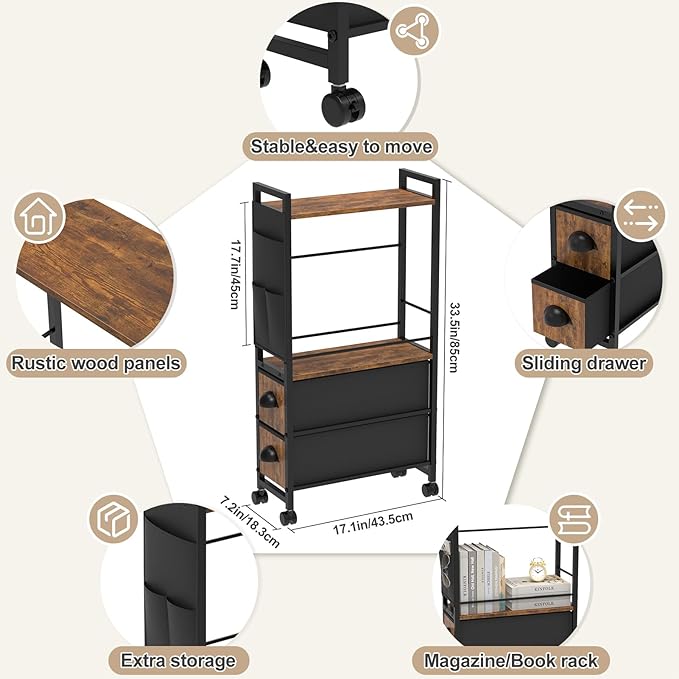 Narrow Side Tables with 2 Drawer - Image 3