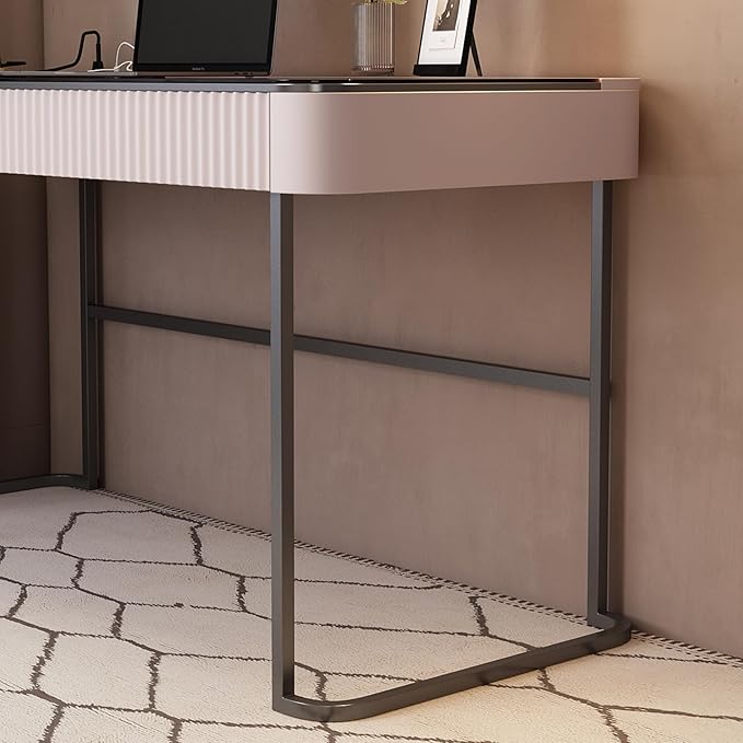 Lartis Home Office Desk Computer Desk Pale Pink Writing Desk - Image 9