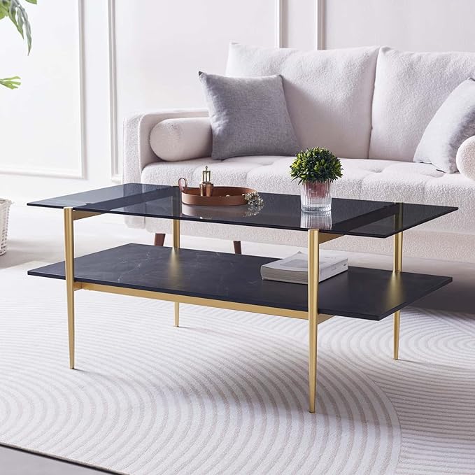 Rectangle Coffee Table for Living Room, Mid-Century Modern Design, L41 x W21 x - Image 3