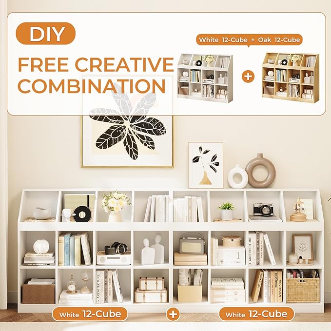12-Cube Wooden Storage Bookcase - Image 6