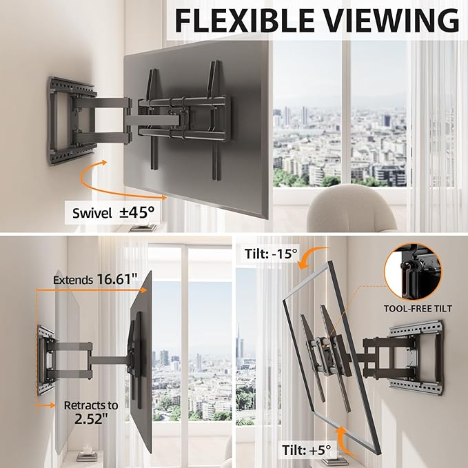 Full Motion 75 85 86 90'' TV Wall Mount Bracket, Loads 150 lbs Heavy Duty TV - Image 6