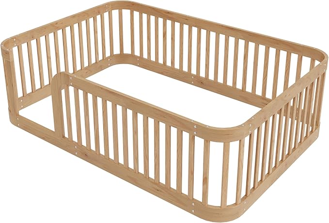 Full Floor Bed with High Fence and Rounded Corner Design, Montessori Floor Bed - Image 7