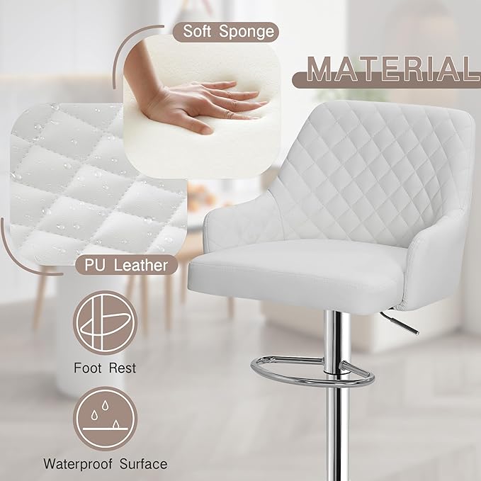 VECELO Adjustable Bar Stools Set of 2, Bar Height Stools - Image 4