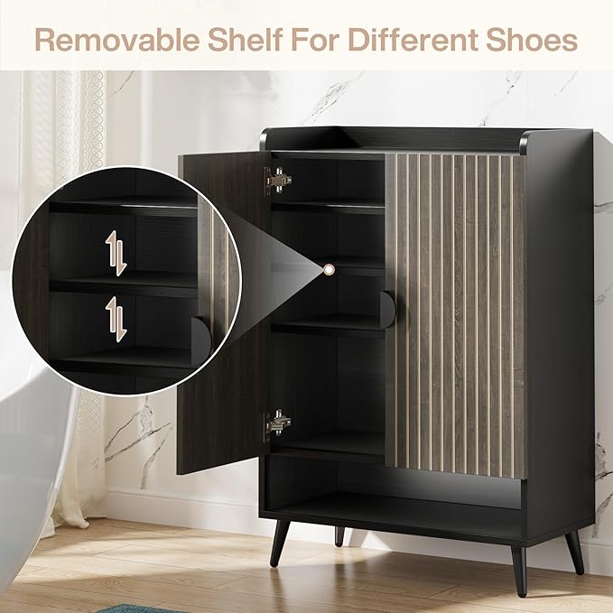 Tribesigns Shoe Cabinet with Doors, 7-Tier Shoe Storage Cabinet with Adjustable - Image 6