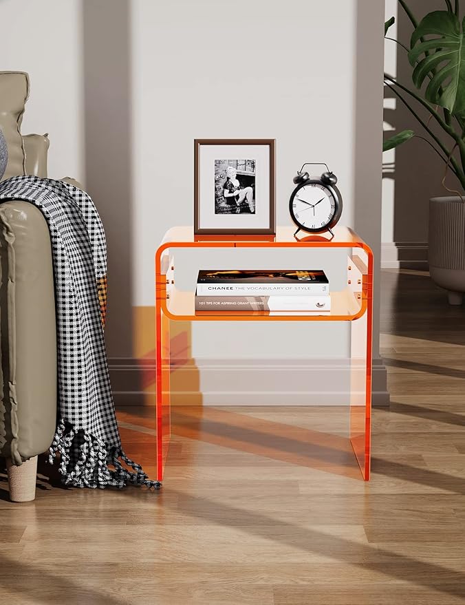 Clear Acrylic End Table 2-Tier Bedside nightstand - Image 6