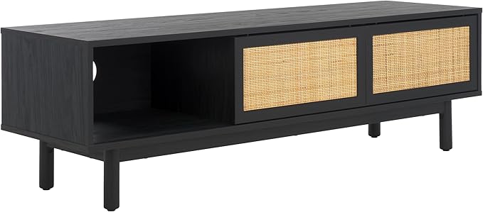 SAFAVIEH Aino TV Stand for up to 60" Flatscreen – Black, 2 Sliding Doors - Image 6