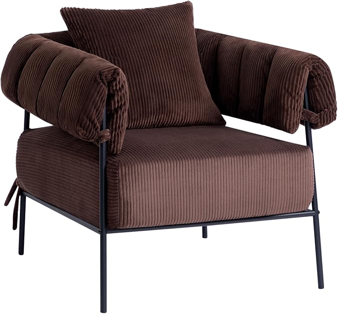 HollyHOME Modern Velvet Accent Chair, Upholstered Comfy Reading Chair, Fabric by HollyHOME